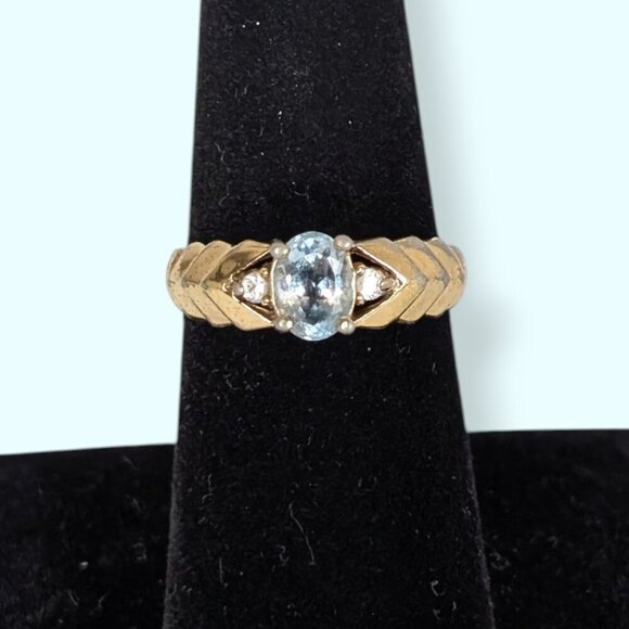 Vintage Topaz & Glass Costume Ring - Picture 1 of 8